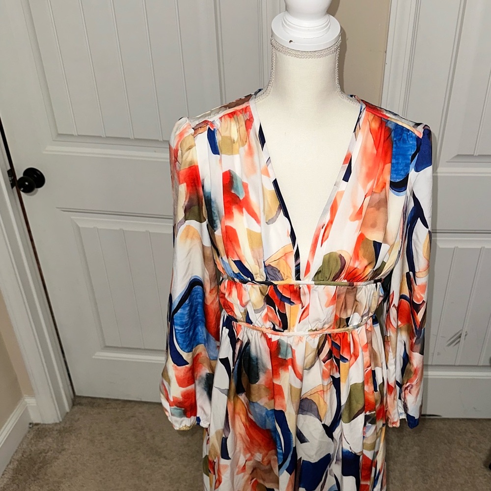 Free flowing floral maxi dress size large, no stretch - Picture 5 of 12